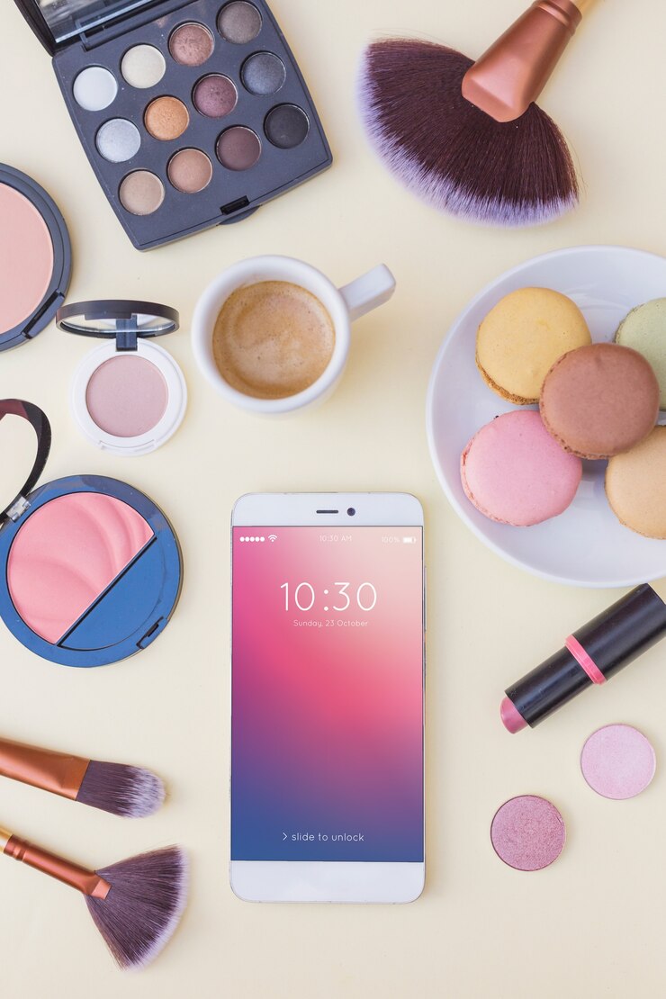 PSD smartphone mockup with beauty concept