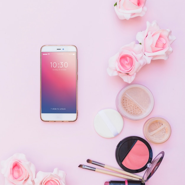 Smartphone mockup with beauty concept