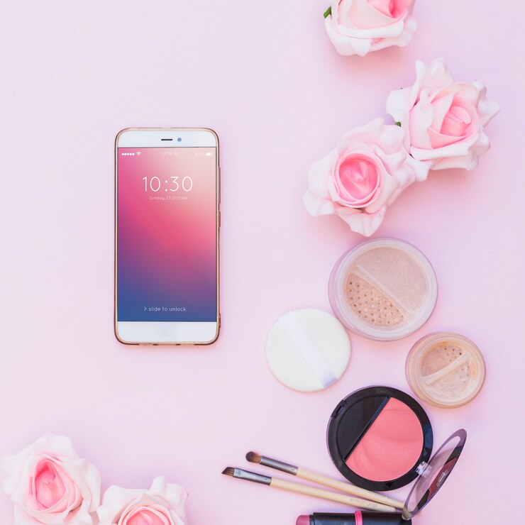 PSD smartphone mockup with beauty concept