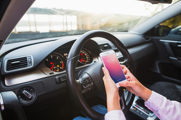 Smartphone mockup with car concept