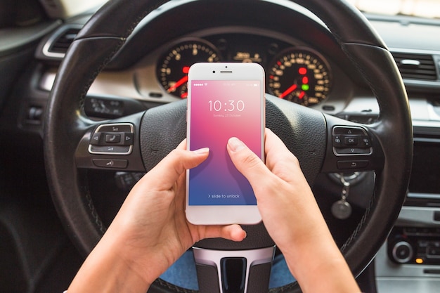 Smartphone mockup with car concept