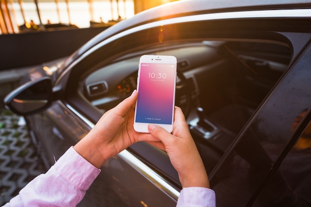 Smartphone mockup with car concept