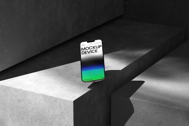 Smartphone mockup with concrete background