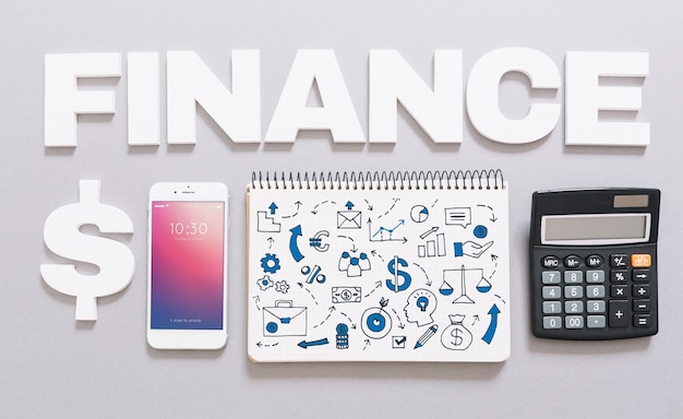 PSD smartphone mockup with finance concept