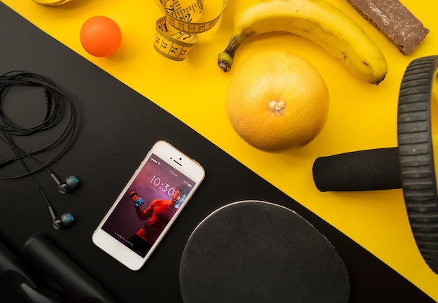 Smartphone mockup with fitness concept