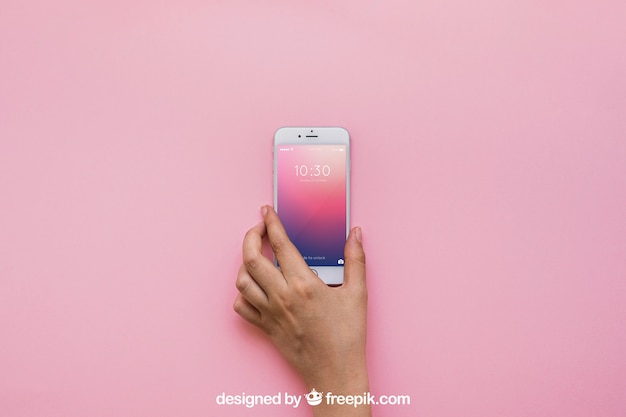 Smartphone mockup with hand