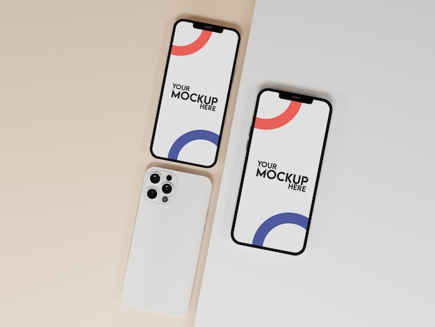 Smartphone mockup with realistic lighting mockup psd premium