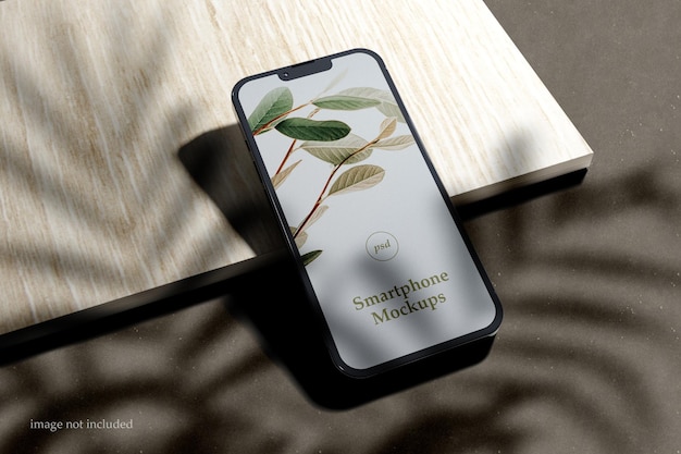 PSD smartphone mockup with shadow overlay