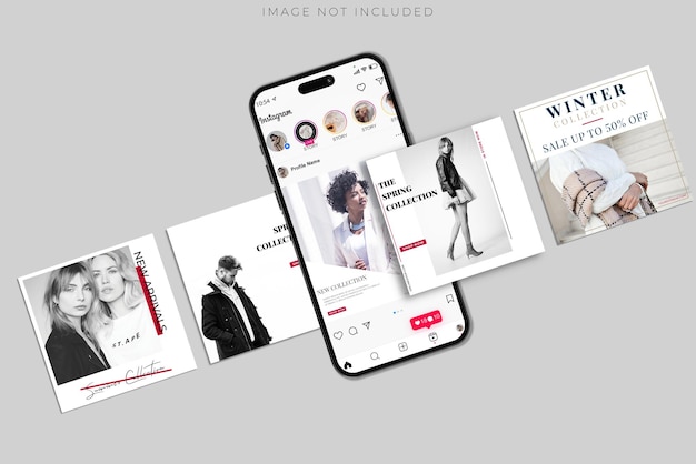 smartphone mockup with social media post interface mockup social media mobile app page design for user carousel post feed mobile app interface frame template presentation on social network