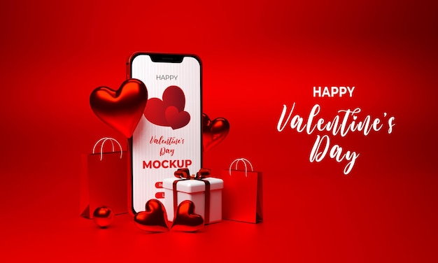 Smartphone mockup with valentine concept