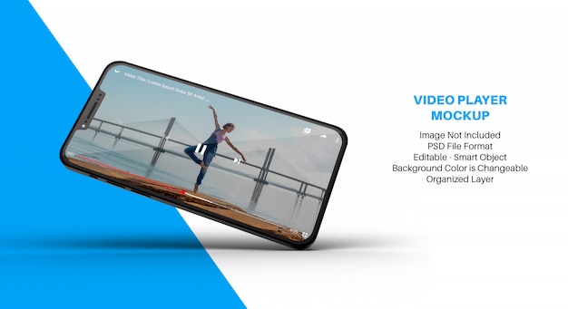 PSD smartphone mockup with video player app