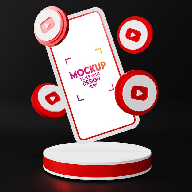 Mockup di smartphone con logo youtube