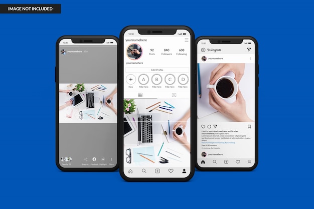 Mockup di smartphone per visualizzare il modello di post di instagram