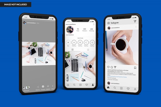 Smartphone mockups to display Instagram post template