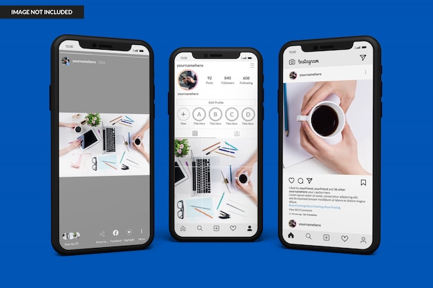 Smartphone mockups to display instagram post template