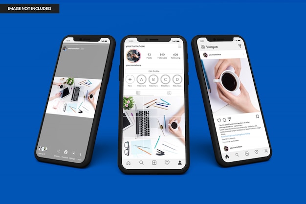 Smartphone mockups to display instagram post template