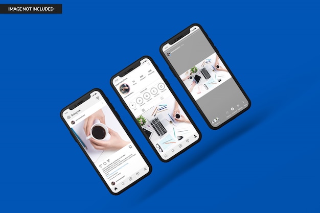 Мокапы смартфонов для отображения шаблона сообщения в instagram