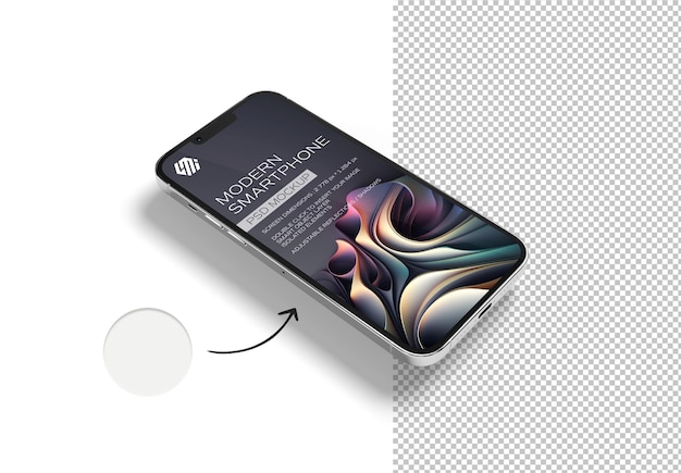 Smartphone op zwart met bewerkbare kleuren mockup