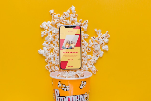 Smartphone on popcorn arrangement