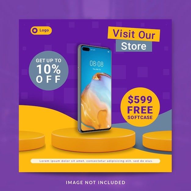 Smartphone promotion social media post or banner template