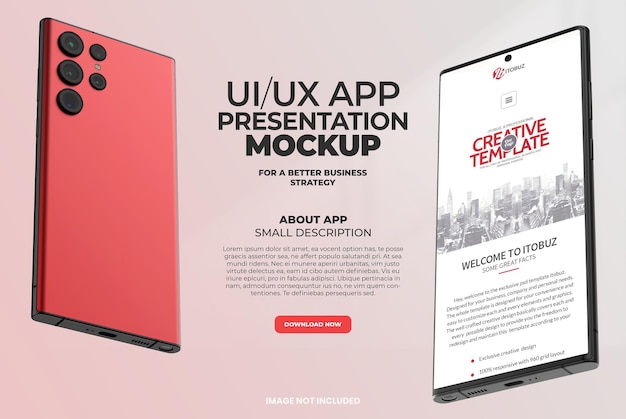 Smartphone S23 Ultra App Promo Flyer Mockup with Transparent Background