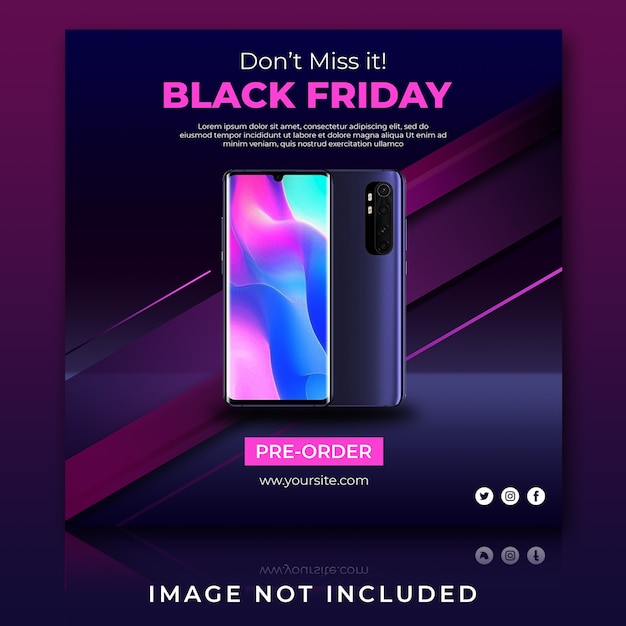 Smartphone sale black friday social media post template