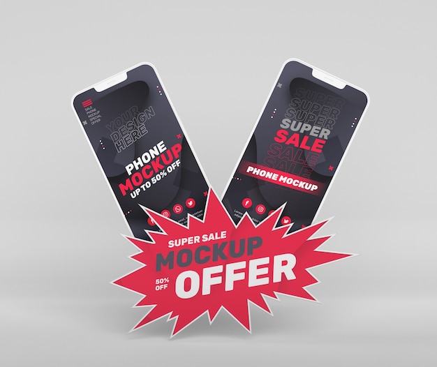 PSD smartphone sale discount mockup