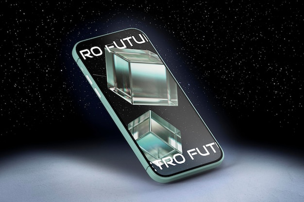 Smartphone scherm mockup 3D galaxy design psd