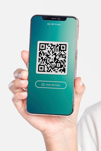 Smartphone-schermmodel psd met een qr-code