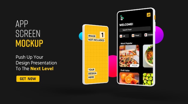 Mockup di promozione dell'app per lo schermo dello smartphone