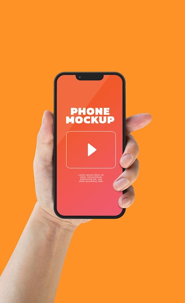 smartphone screen and hand mockup psd