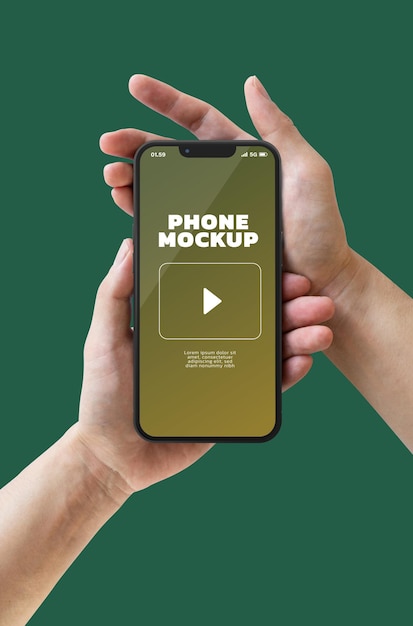 Smartphone screen and hand mockup PSD