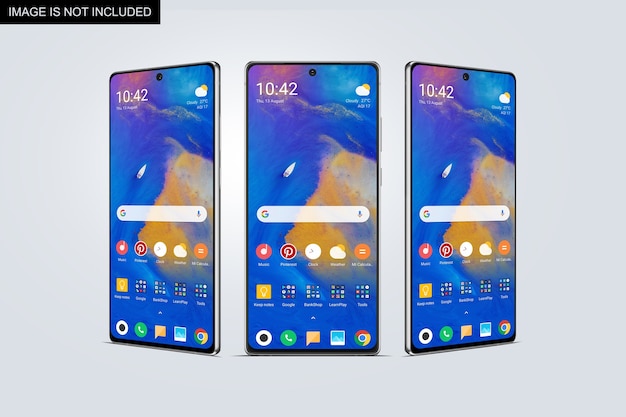 PSD smartphone screen mockup front and side views