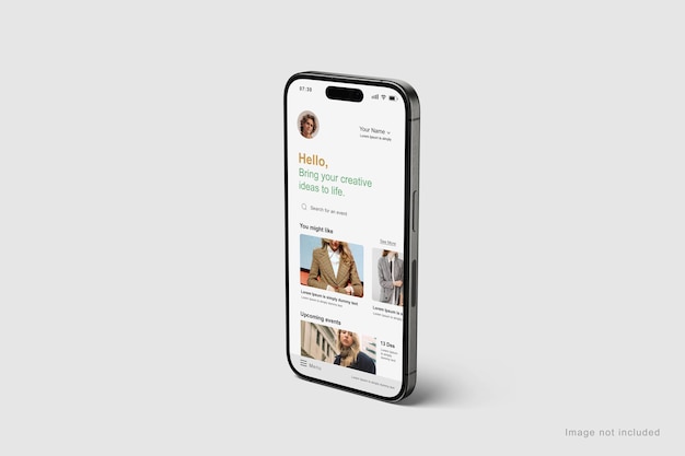 PSD mockup dello schermo dello smartphone su sfondo grigio