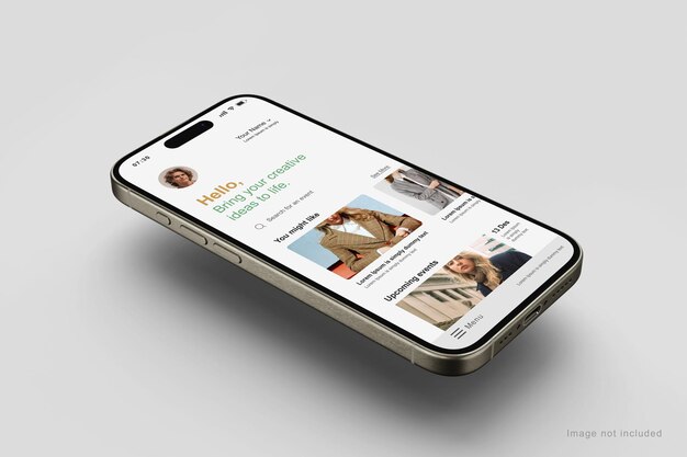 PSD mockup dello schermo dello smartphone su sfondo grigio