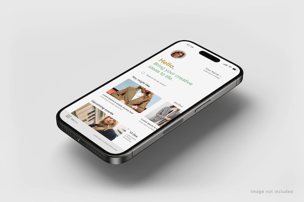 PSD mockup dello schermo dello smartphone su sfondo grigio