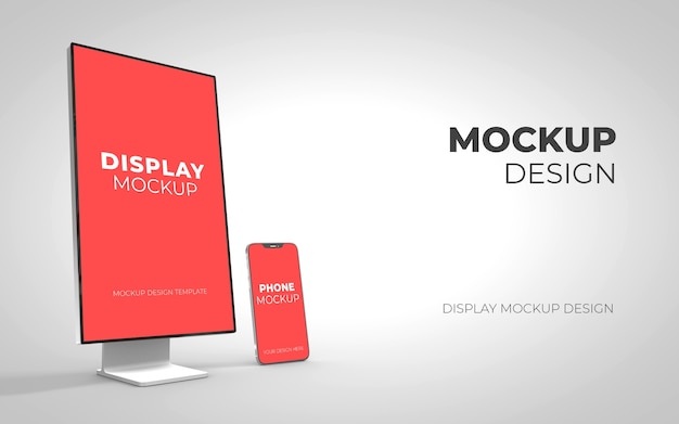 Smartphone and screen mockup isolated