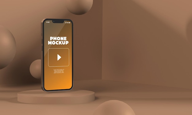 Smartphone screen mockup PSD 3d rendering