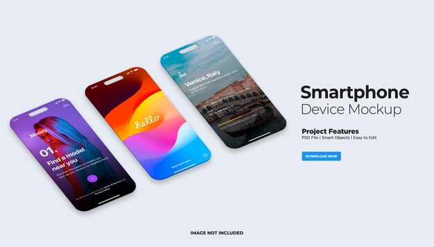 PSD template psd per il mockup della schermata dello smartphone