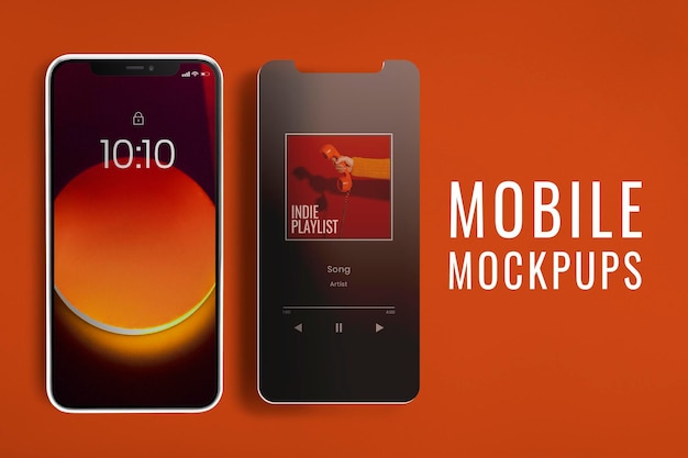 Mockup schermo smartphone psd con carta da parati arte bolla viola