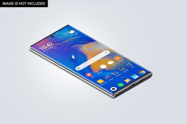 Vista dall'alto del mockup dello schermo dello smartphone