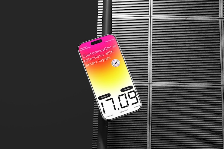 PSD smartphone screen with app ui featuring customization and smart layers