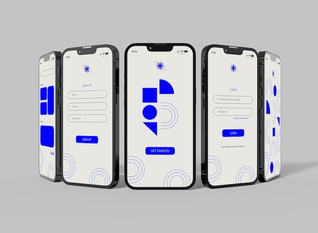 Mockup di progettazione di schermi per smartphone