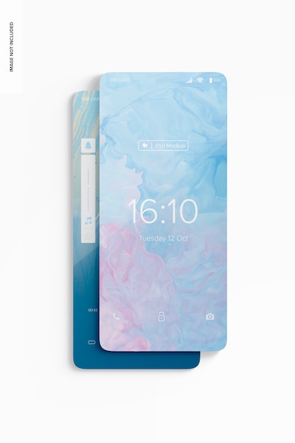 Smartphone screens mockup, floating