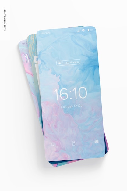 smartphone screens mockup, stacked