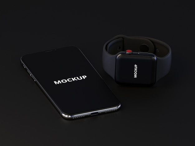 Smartphone and smartwatch mockup