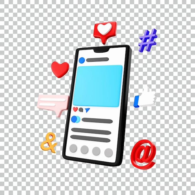 PSD smartphone social media icon isolated 3d render illustration