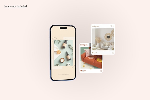 Smartphone and social media mockup for showcasing your ui design to clients