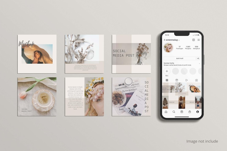 smartphone and social media post mockup