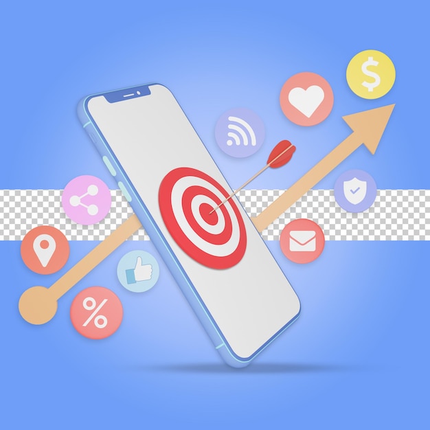 PSD smartphone target business 3d illustration